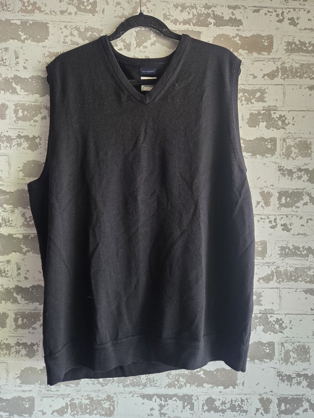 JWN John W. Nordstrom Black 100% Merino Wool V-Neck Sweater Vest Size XL